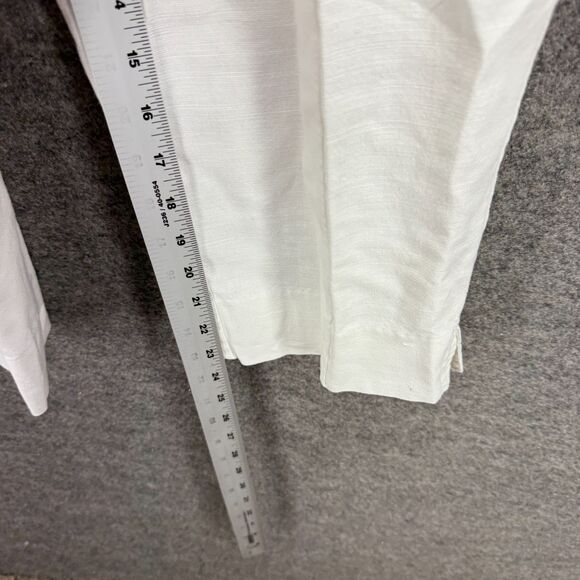 Liz Claiborne Pants Women 8 White Linen Flat Front High Rise Chino Michaela - Picture 5 of 8